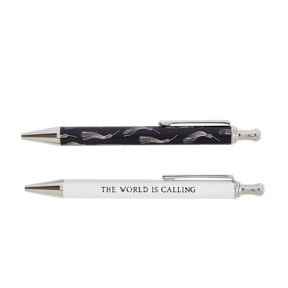 Boxed set Medium Point Ballpoint Pen Set The World is Calling message Black Ink